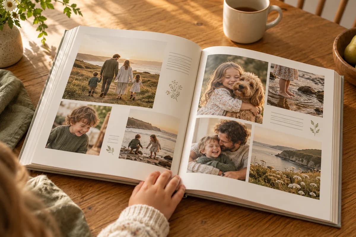 The yearly book for Lily, open on a table